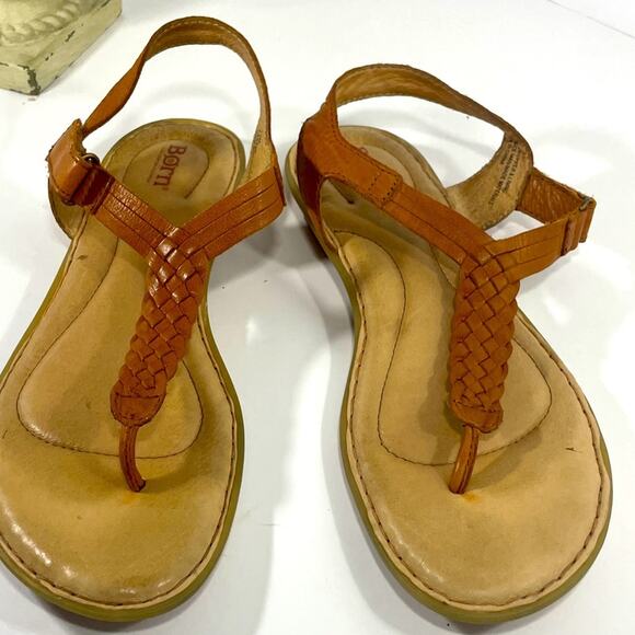 Born Shoes - BORN Leather Brown Sandals Shoes Braided Strap Women’s Shoes Size 10